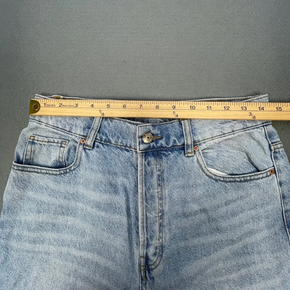 PacSun Blue Two Tone Baggy High Rise Wide Leg Button Fly Jeans Womens 28